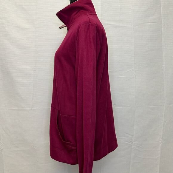 Passports Women’s Raspberry Zip-Up Size L - Cozy Cotton Blend with Pockets - Picture 3 of 9